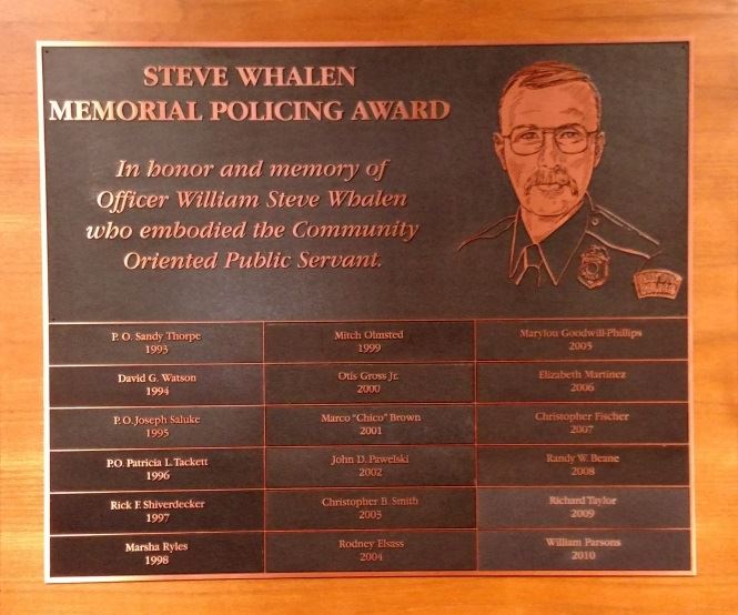 copy of the Steve Whalen Memorial Police award